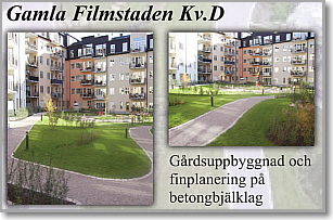 Färdigställd markanläggning och trädgårdsanläggning i Gamla Filmstaden i Solna